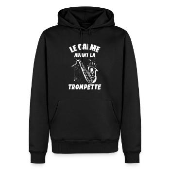 Le Calme Avant La Trompette Humourj Eu De Mots - Sweat à capuche Premium bio Homme - noir - Devant - Nico (187cm)
