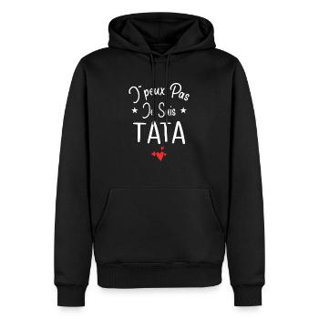 Tante / Tata / Marraine / Oncle / Nourrice / Bébé - Sweat à capuche Premium bio Homme - noir - Devant - Nico (187cm)