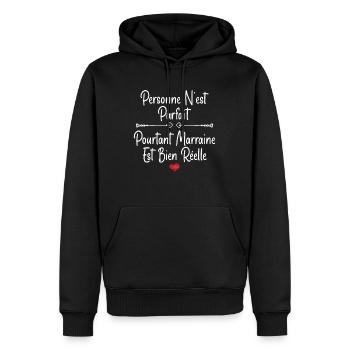 Marraine - Sweat à capuche Premium bio Homme - noir - Devant - Nico (187cm)