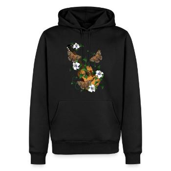 Gitarre mit Blumen und Schmetterlinge - Männer Premium Bio Hoodie - Schwarz - Vorne - Nico (187cm)