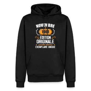 Cadeau D'anniversaire En Novembre 1961 - 1961 - Sweat à capuche Premium bio Homme - noir - Devant - Nico (187cm)