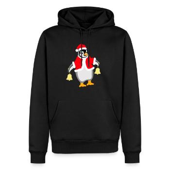 Weihnachtspinguin, Pinguin, Weihnachten, Glocken - Männer Premium Bio Hoodie - Schwarz - Vorne - Nico (187cm)
