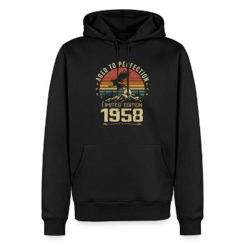 1958 Original Vintage Retro 1958 Jubiläum - Männer Premium Bio Hoodie - Schwarz - Vorne - Nico (187cm)