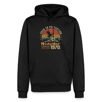 Les Légendes Sont Nées En Novembre 1970 - 1970 - Sweat à capuche Premium bio Homme - noir - Devant - Nico (187cm)