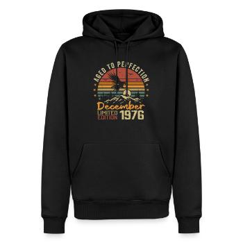 Les Légendes Sont Nées En Décembre 1976 - 1976 - Sweat à capuche Premium bio Homme - noir - Devant - Nico (187cm)