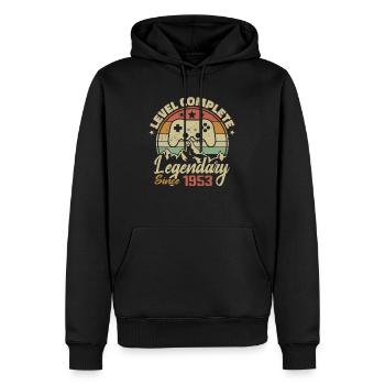 1953 Komplettes Level-Geburtstagsgeschenk - 1953 - Männer Premium Bio Hoodie - Schwarz - Vorne - Nico (187cm)