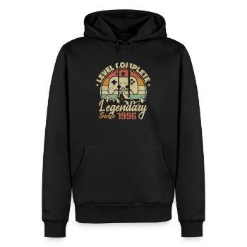 1996 Komplettes Level-Geburtstagsgeschenk - 1996 - Männer Premium Bio Hoodie - Schwarz - Vorne - Nico (187cm)
