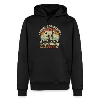 Cadeau D'anniversaire 2025 Niveau Complete - 2025 - Sweat à capuche Premium bio Homme - noir - Devant - Nico (187cm)