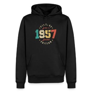 Vintage 1957 Original 1957 Anniversaire Rétro 1957 - Sweat à capuche Premium bio Homme - noir - Devant - Nico (187cm)