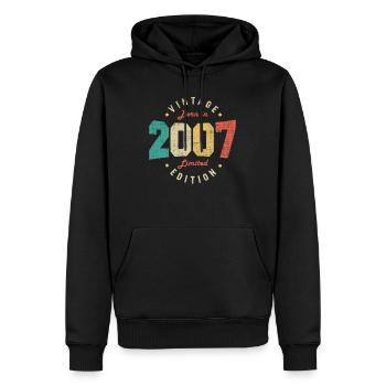 Jahrgang 2007 Original 2007 Retro Jubiläum 2007 - Männer Premium Bio Hoodie - Schwarz - Vorne - Nico (187cm)