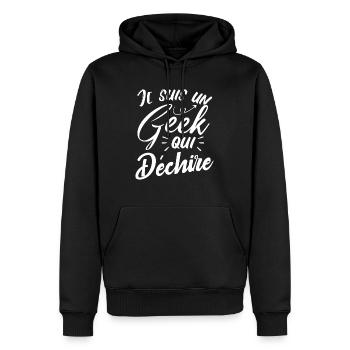 Je suis un geek qui déchire - Sweat à capuche Premium bio Homme - noir - Devant - Nico (187cm)