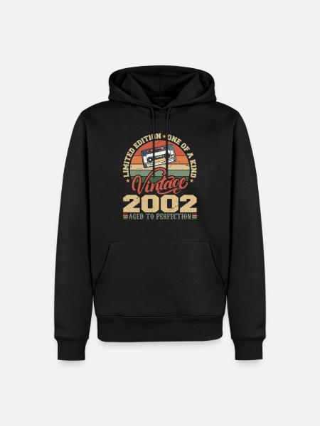 Jahrgang 2002 Retro Geburtstagsgeschenk 2002 - Männer Premium Bio Hoodie - Schwarz
