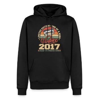 Vintage 2017 Cadeau D'anniversaire Retro 2017 - Sweat à capuche Premium bio Homme - noir - Devant - Nico (187cm)