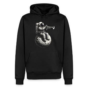 Astronaute avec trompette - Sweat à capuche Premium bio Homme - noir - Devant - Nico (187cm)
