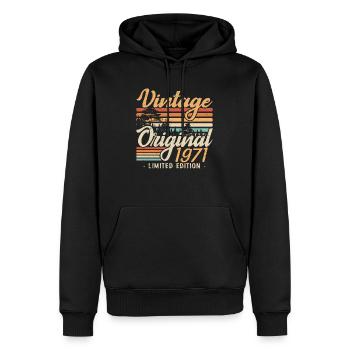 Anniversaire Millésime Fabriqué en 1971 Retro 1971 - Sweat à capuche Premium bio Homme - noir - Devant - Nico (187cm)