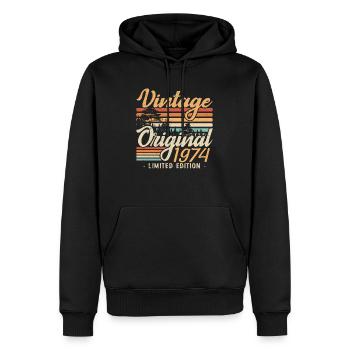 Vintage-Jubiläum aus dem Jahr 1974 Retro 1974 - Männer Premium Bio Hoodie - Schwarz - Vorne - Nico (187cm)