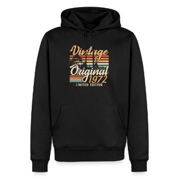 Anniversaire Millésime Fabriqué en 1972 Retro 1972 - Sweat à capuche Premium bio Homme - noir - Devant - Nico (187cm)