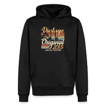 Anniversaire Millésime Fabriqué en 2013 Retro 2013 - Sweat à capuche Premium bio Homme - noir - Devant - Nico (187cm)