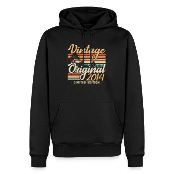 Jubiläum Jahrgang 2014 Retro 2014 - Männer Premium Bio Hoodie - Schwarz - Vorne - Nico (187cm)