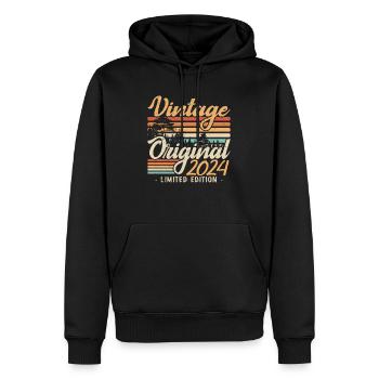 Anniversaire Millésime Fabriqué en 2024 Retro 2024 - Sweat à capuche Premium bio Homme - noir - Devant - Nico (187cm)