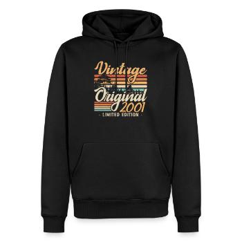 Jubiläum Jahrgang 2001 Retro 2001 - Männer Premium Bio Hoodie - Schwarz - Vorne - Nico (187cm)