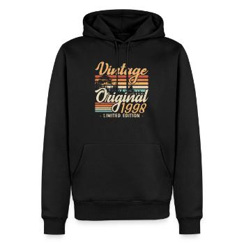 Vintage-Jubiläum Hergestellt 1998 Retro 1998 - Männer Premium Bio Hoodie - Schwarz - Vorne - Nico (187cm)