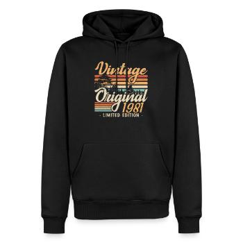 Anniversaire Millésime Fabriqué en 1981 Retro 1981 - Sweat à capuche Premium bio Homme - noir - Devant - Nico (187cm)
