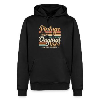 Anniversaire Millésime Fabriqué en 1984 Retro 1984 - Sweat à capuche Premium bio Homme - noir - Devant - Nico (187cm)