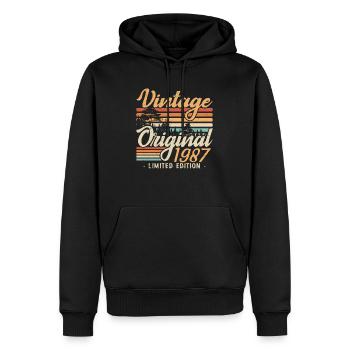 Anniversaire Millésime Fabriqué en 1987 Retro 1987 - Sweat à capuche Premium bio Homme - noir - Devant - Nico (187cm)