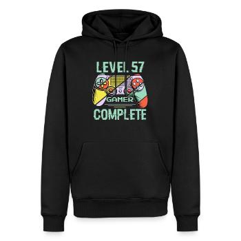 Level 57 Abschließen 57 Jahre Spieler Level 57 Abgeschlossen - Männer Premium Bio Hoodie - Schwarz - Vorne - Nico (187cm)