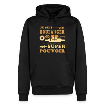Boulanger Humour Boulangerie - Sweat à capuche Premium bio Homme - noir - Devant - Nico (187cm)