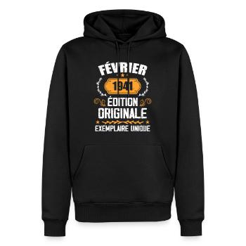 Geschenk zum 83. Geburtstag geboren im Februar 1941 - Männer Premium Bio Hoodie - Schwarz - Vorne - Nico (187cm)