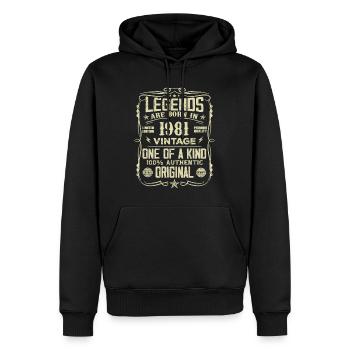 Hergestellt im Jahr 1981 Jahrgang 1981 Jubiläumsgeschenk - Männer Premium Bio Hoodie - Schwarz - Vorne - Nico (187cm)
