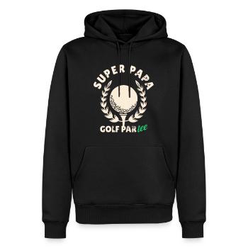 Super Papa Golf Party ! - Sweat à capuche Premium bio Homme - noir - Devant - Nico (187cm)