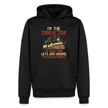 Niedlicher Zugführer Männer Frauen Eisenbahn Zug Liebhaber - Männer Premium Bio Hoodie - Schwarz - Vorne - Nico (187cm)