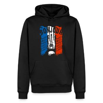 drapeau de la France - Sweat à capuche Premium bio Homme - noir - Devant - Nico (187cm)