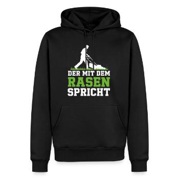 Celui qui parle à la pelouse en disant drôle fête des pères - Sweat à capuche Premium bio Homme - noir - Devant - Nico (187cm)