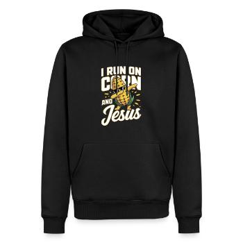 Corn Jesus Faith Christ Corn on the cob - Men’s Premium Organic Hoodie - black - Front - Nico (187cm)