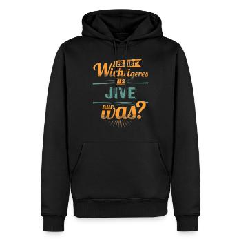 Es gibt wichtigeres als Jive - retro petrol - Männer Premium Bio Hoodie - Schwarz - Vorne - Nico (187cm)