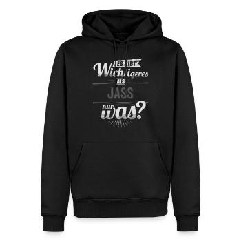 Es gibt wichtigeres als Jass - RAHMENLOS schwarz - Männer Premium Bio Hoodie - Schwarz - Vorne - Nico (187cm)