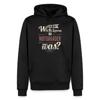 Es gibt wichtigeres als Motorrad - RAHMENLOS retro - Männer Premium Bio Hoodie - Schwarz - Vorne - Nico (187cm)