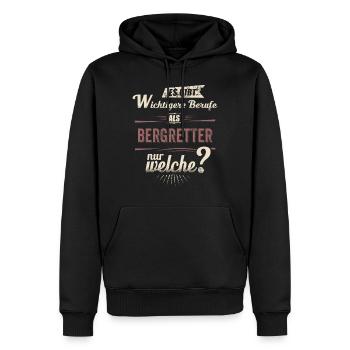Wichtigere Berufe als - Bergretter - rot retro - - Men’s Premium Organic Hoodie - black - Front - Nico (187cm)
