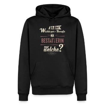Wichtigere Berufe als - Bestatterin - rot retro - - Men’s Premium Organic Hoodie - black - Front - Nico (187cm)