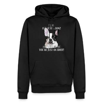 BULLDOG FRANÇAIS - BULLDOG FRANÇAIS CHIEN JUSTE - Sweat à capuche Premium bio Homme - noir - Devant - Nico (187cm)