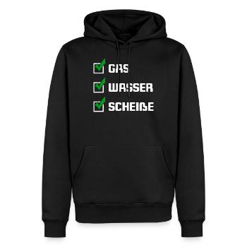 Anlagenmechaniker/Sanitär/Heizung/Klima/Gas/Wasser - Männer Premium Bio Hoodie - Schwarz - Vorne - Nico (187cm)