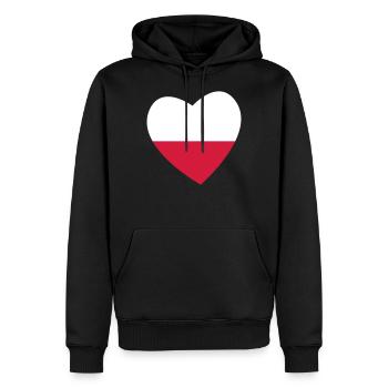 Herz Polen - Männer Premium Bio Hoodie - Schwarz - Vorne - Nico (187cm)