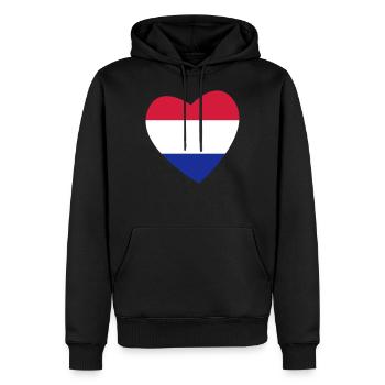 Herz Niederlande - Männer Premium Bio Hoodie - Schwarz - Vorne - Nico (187cm)