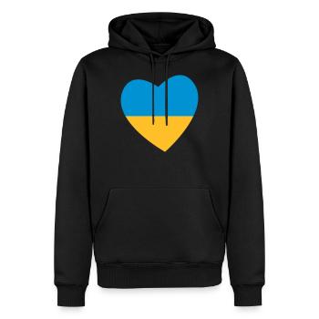 Herz Ukraine - Männer Premium Bio Hoodie - Schwarz - Vorne - Nico (187cm)