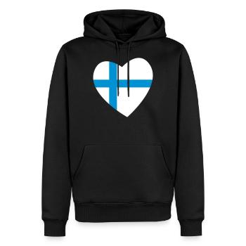 Herz Finnland - Männer Premium Bio Hoodie - Schwarz - Vorne - Nico (187cm)