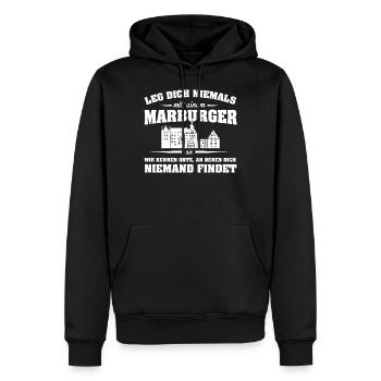 Marburger Tshirt-Anlegen - Männer Premium Bio Hoodie - Schwarz - Vorne - Nico (187cm)